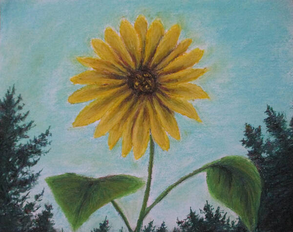 Sun Flower Art Print featuring the painting Flower of Yellow by Jen Shearer