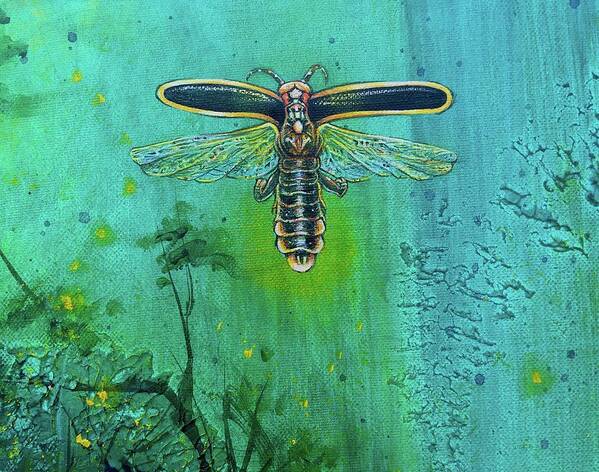 Firefly Art Print featuring the painting Forest Lantern by Pamela Kirkham