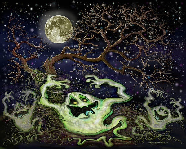 Ghost Art Print featuring the digital art Ghost Tree by Kevin Middleton