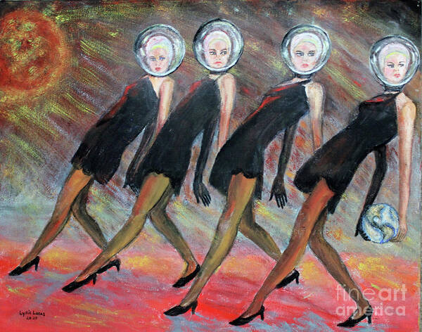 Surrealism Art Print featuring the painting Global Dance by Lyric Lucas