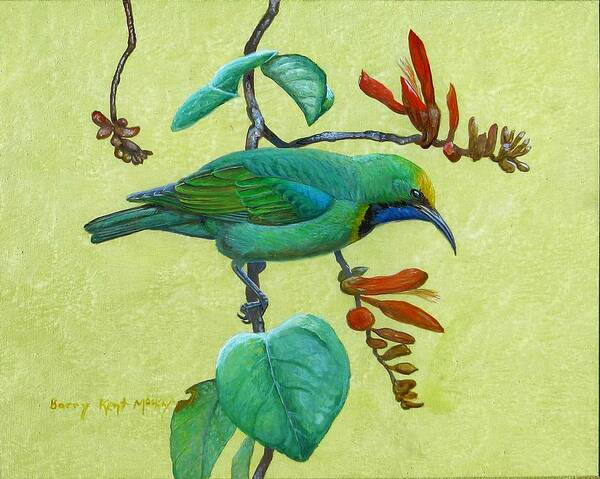Golden-fronted Leafbird Art Print featuring the painting Golden-fronted Leafbird by Barry Kent MacKay