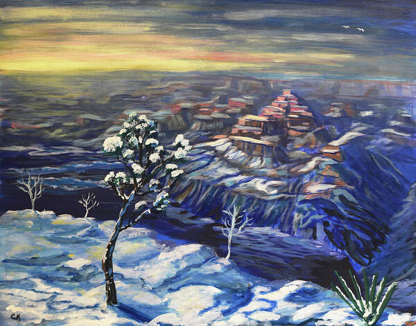 Grand Canyon Art Print featuring the painting Grand Canyon Snow by Chance Kafka