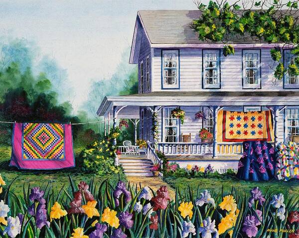 Farm House Art Print featuring the painting Grandma's Treasures by Diane Phalen