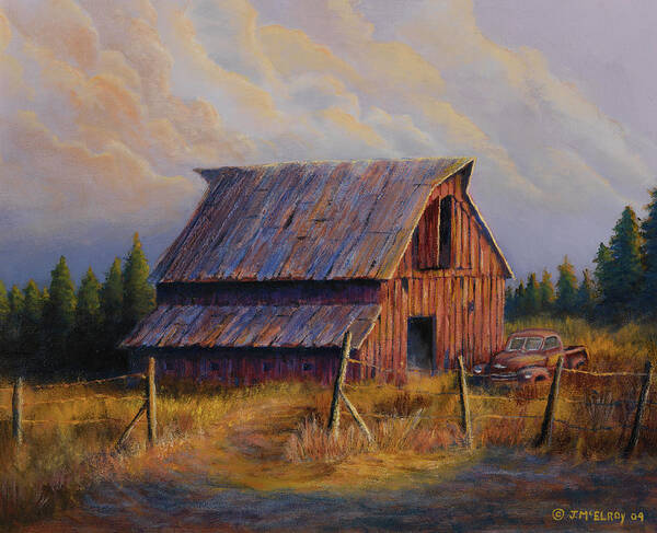 Barn Art Print featuring the painting Grandpas Truck by Jerry McElroy