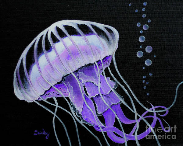 Jellyfish Art Print featuring the painting Grape Jelly by Shirley Dutchkowski