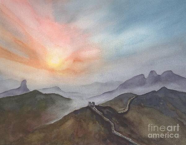 Great Wall Of China Art Print featuring the painting Great Wall of China by Vicki B Littell