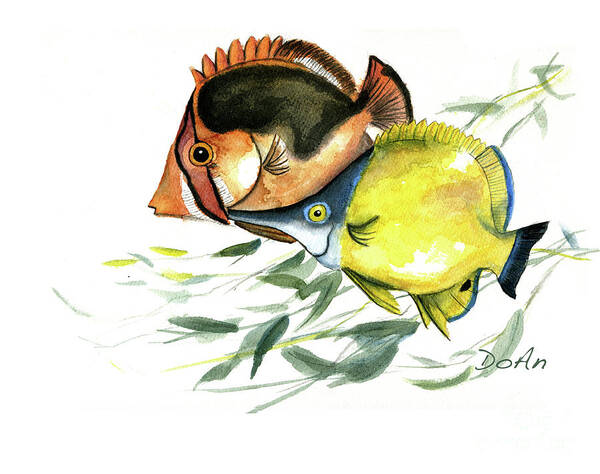 Fish Art Print featuring the painting Hawaiian Butterflyfish by Antony Galbraith