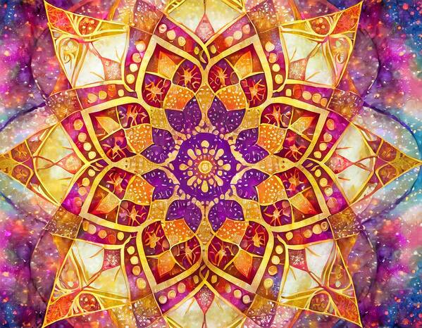 Mandala Art Print featuring the mixed media Heart Peace Mandala by Susan Rydberg