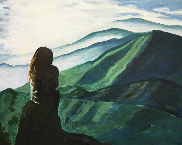 Mountains Art Print featuring the painting High Rock by Pamela Schwartz