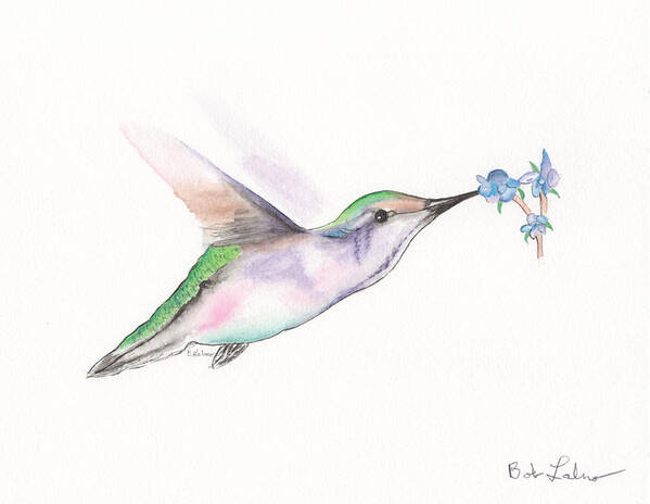  Art Print featuring the painting Hummingbird #2 by Bob Labno