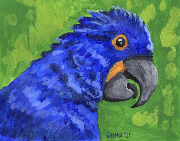 Hyacinth Macaw Art Print featuring the painting Hyacinth Macaw by Katrina Gunn