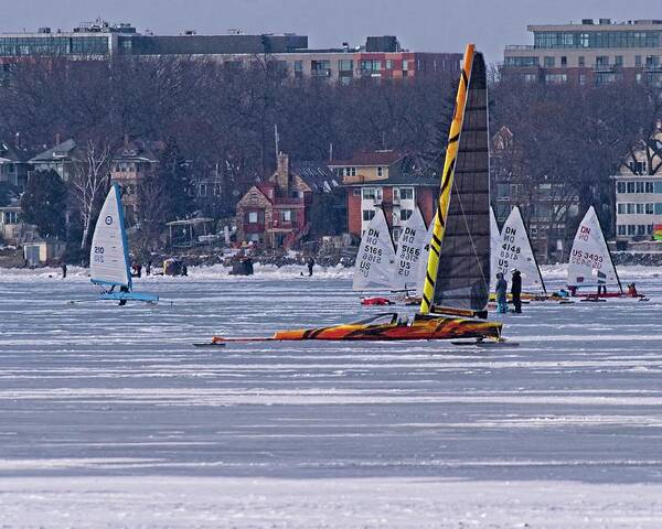 Ice Boat Art Print featuring the photograph Ice boat, Lake Monona, Madison, Wiscosnin by Steven Ralser