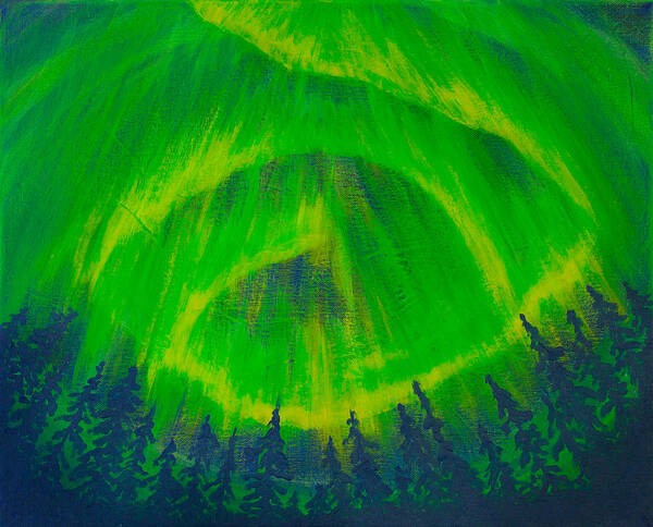 Aurora Art Print featuring the painting Icelandic Nights by Iryna Goodall