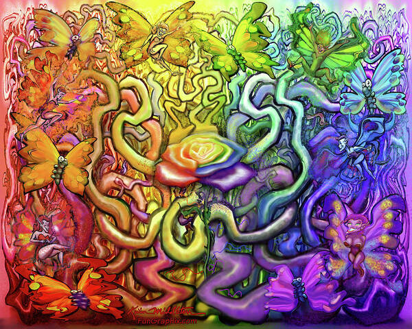 Rainbow Art Print featuring the digital art Interwoven Rainbow Magic by Kevin Middleton