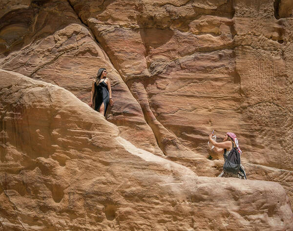 Intimate Moment Art Print featuring the photograph An Intimate Moment in Petra by Dubi Roman