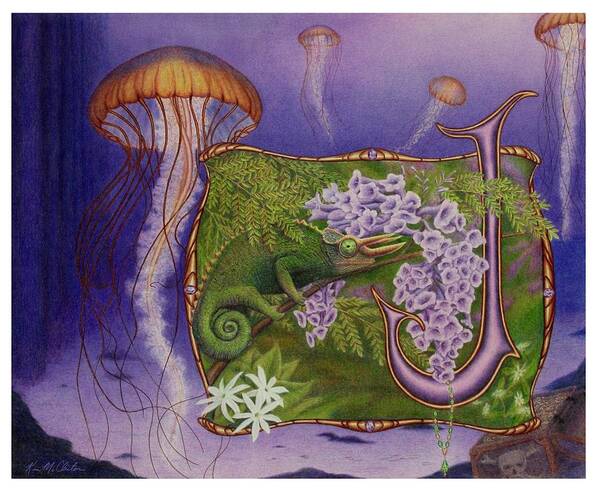 Kim Mcclinton Art Print featuring the drawing J is for Jellyfish by Kim McClinton