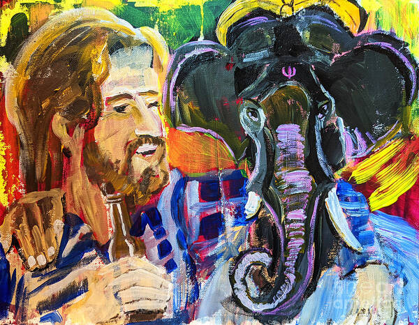 Jesus Art Print featuring the painting Jesus and Ganesha by Echoing Multiverse