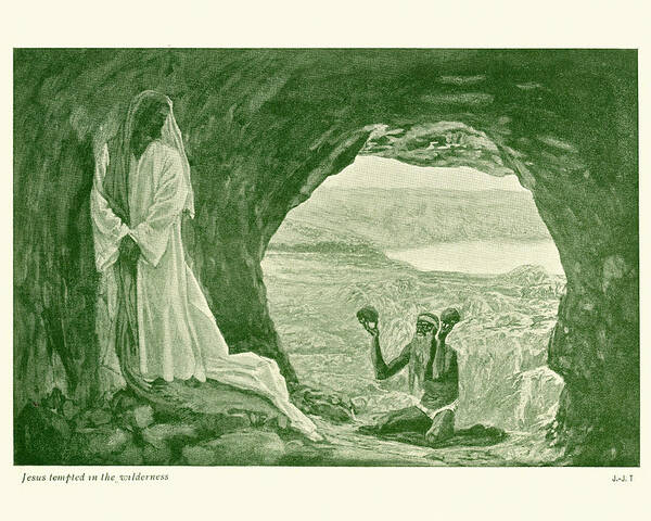 Event Art Print featuring the drawing Jesus tempted in the Wilderness by Duncan1890