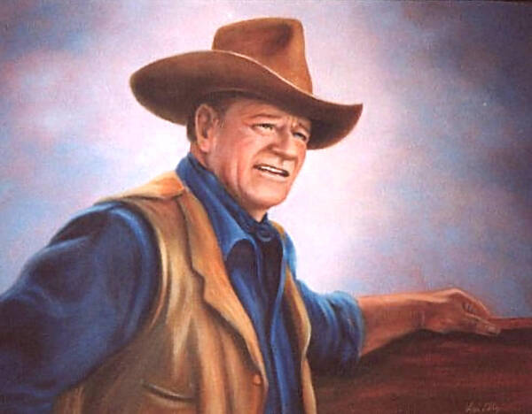 Cowboy Art Print featuring the painting John Wayne by Loxi Sibley