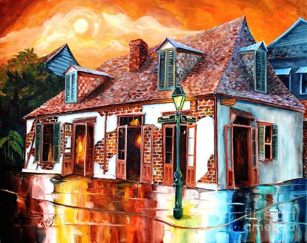 New Orleans Art Print featuring the painting Lafitte's Bar on Bourbon Street by Diane Millsap