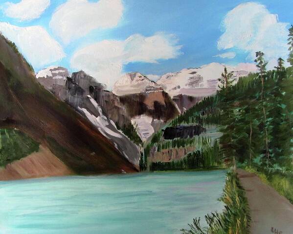 Alberta Art Print featuring the painting Lake Louise by Linda Feinberg