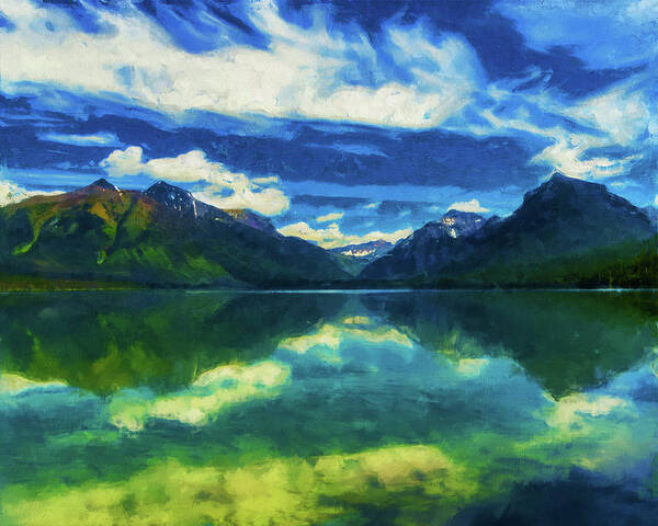 Lake Mcdonald Art Print featuring the painting Lake McDonald, Glacier National Park - 03 by AM FineArtPrints