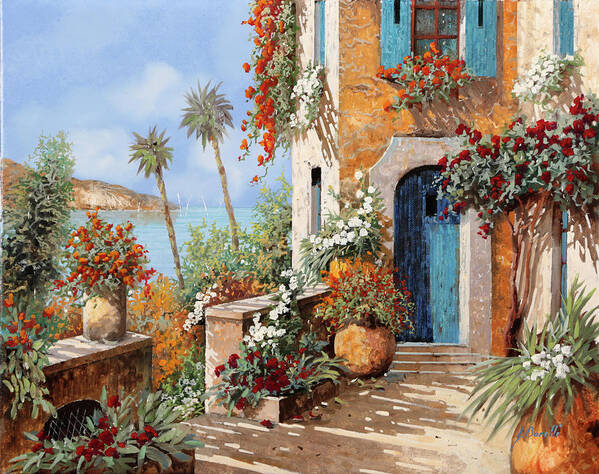 Blue Shutters Art Print featuring the painting Infissi azzurri by Guido Borelli