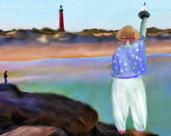 Liberty Art Print featuring the painting Liberty Sees the Ponce Inlet Lighthouse by Deborah Boyd