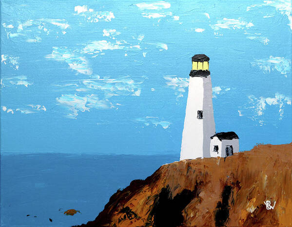 Lighthouse Art Print featuring the painting Lighthouse Bluff by K Bradley Washburn