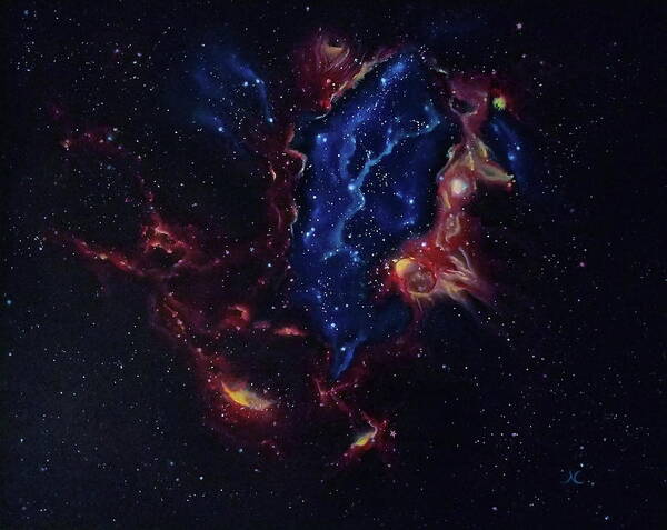 Lmc N44 Art Print featuring the painting LMC N44 Nebulas by Neslihan Ergul Colley