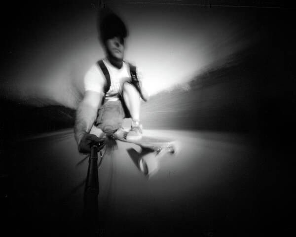 Pinhole Art Print featuring the photograph Longboard selfie by Will Gudgeon