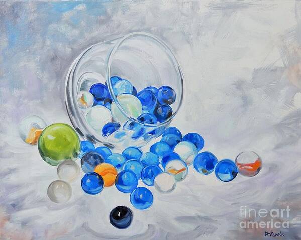 Glass Art Print featuring the painting Loosing Your Marbles by K M Pawelec