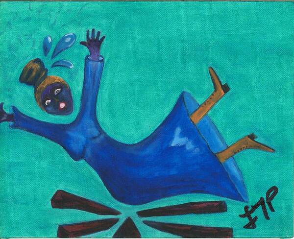 Blue Art Print featuring the painting Losing My Head by Esoteric Gardens KN