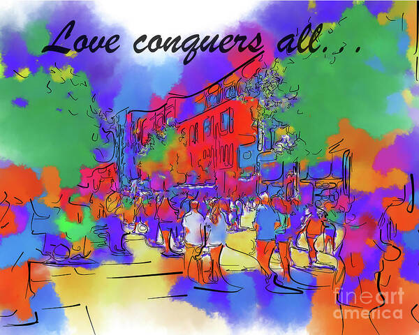 Seattle Art Print featuring the digital art Love Conquers All Seattle Abstract by Kirt Tisdale