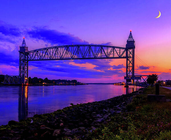 Cape Cod Art Print featuring the photograph Magical Sunset at the Cape Cod Railroad Bridge by Mitchell R Grosky