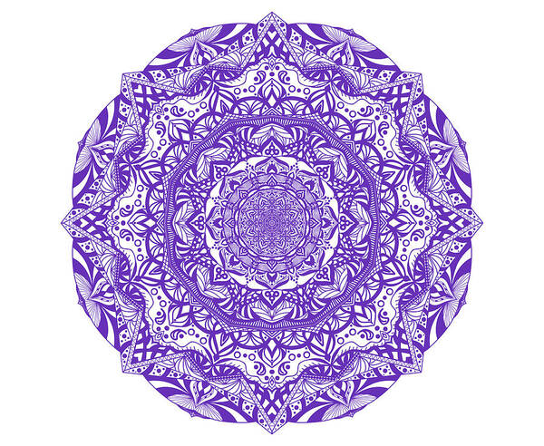 Mandalas Art Print featuring the digital art Mandala of Purple Pleasures by Angie Tirado