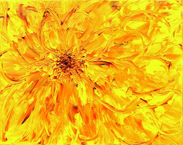 Yellow Art Print featuring the painting Marigold Inspiration 3 by Teresa Moerer