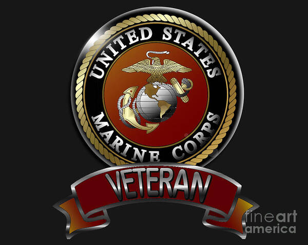 Marines Art Print featuring the digital art Marine Veteran by Bill Richards