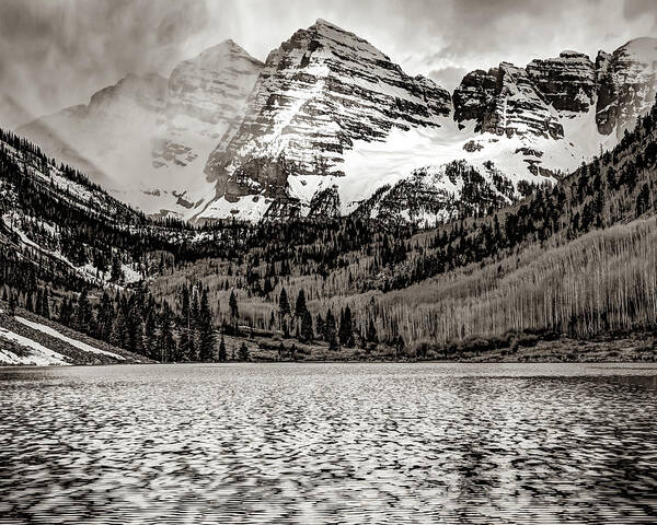 Maroon Bells Art Print featuring the photograph Maroon Bells Sepia Landscape by Gregory Ballos