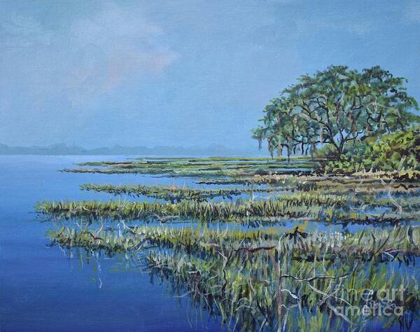 Marsh. Nature Art Print featuring the painting Marshland by Sinisa Saratlic