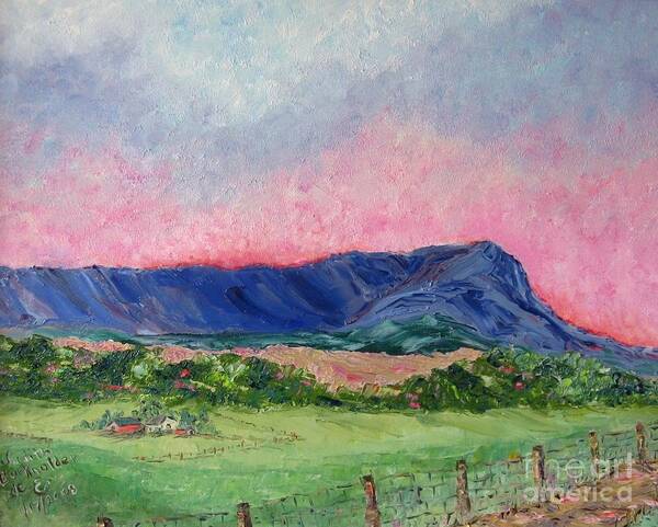 Landscape Art Print featuring the painting Massanutten Peak Beyond Dawn - SOLD by Judith Espinoza