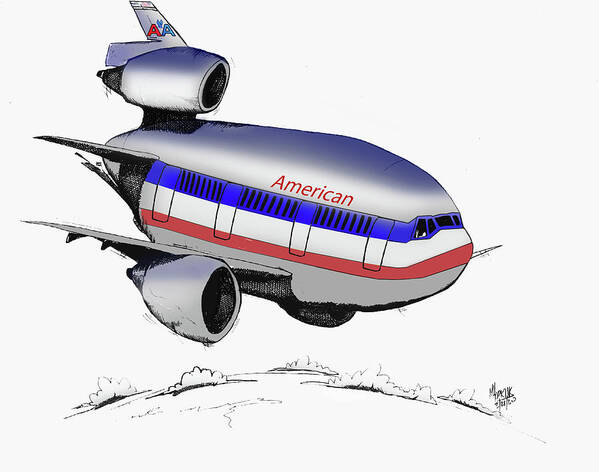 Mcdonnell Art Print featuring the drawing McDonnell Douglas DC-10 by Michael Hopkins