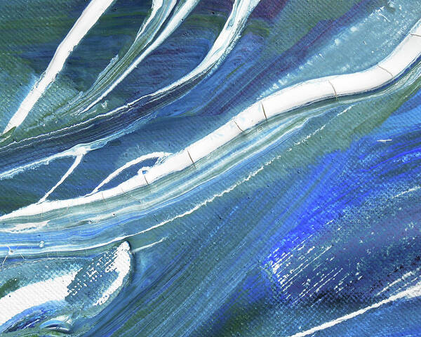 Teal Blue Art Print featuring the painting Meditate On The Wave Peaceful Contemporary Beach Art Sea And Ocean Teal Blue IV by Irina Sztukowski