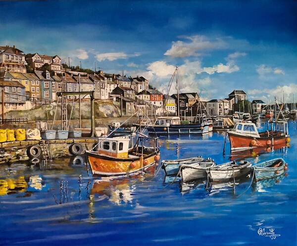  Art Print featuring the painting Mevagissey, England by Raouf Oderuth