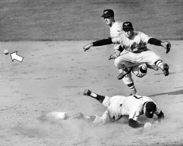 American League Baseball Art Print featuring the photograph Mickey Mantle and Yogi Berra by New York Daily News Archive