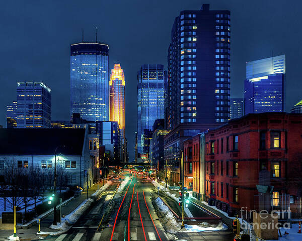 Minneapolis Art Print featuring the photograph Minneapolis at Night by Bill Frische