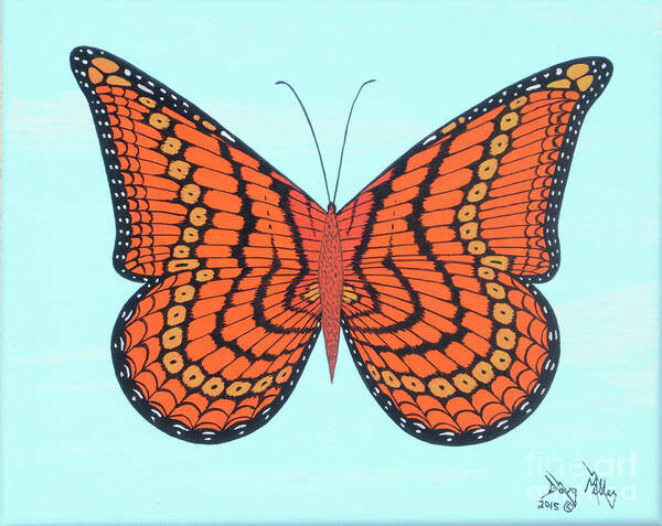 Butterflies Art Print featuring the painting Monarch by Doug Miller