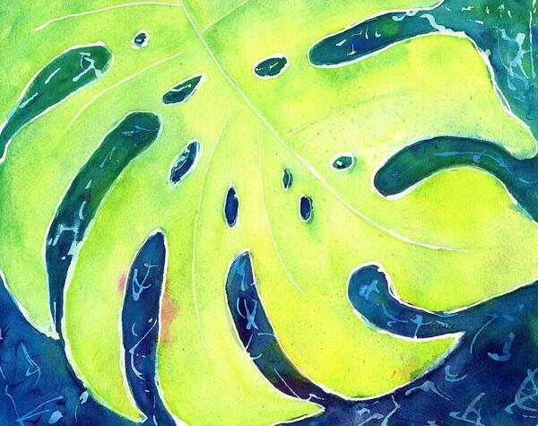 Tropical Art Print featuring the painting Monstera Tropical Leaves 4 by Carlin Blahnik CarlinArtWatercolor