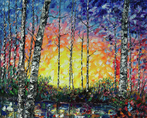 Rich Art Print featuring the painting Morning Breaks by Lena Owens - OLena Art Vibrant Palette Knife and Graphic Design