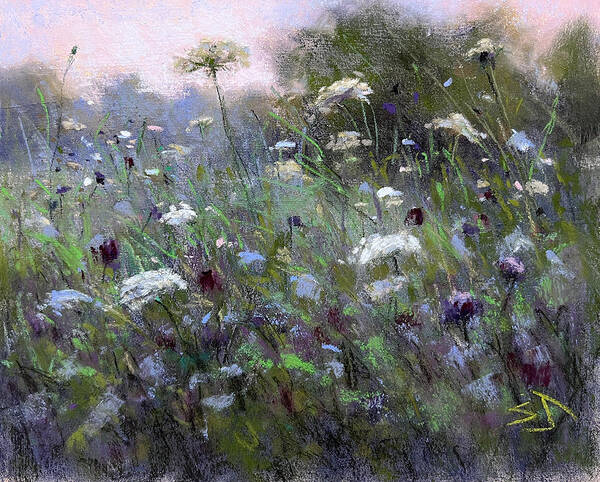 Queen Anne's Lace Art Print featuring the painting Morning Romance by Susan Jenkins